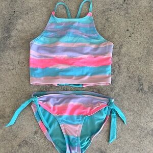 Justice Multicolor Striped Kids Bikini